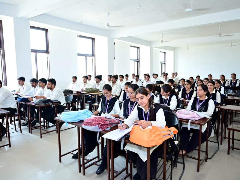 Students during a classroom learning session at MGGC Sikar